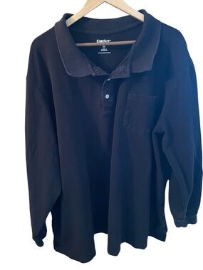 KingSize Men's Long-Sleeve Polo Shirt - Black size 3XL